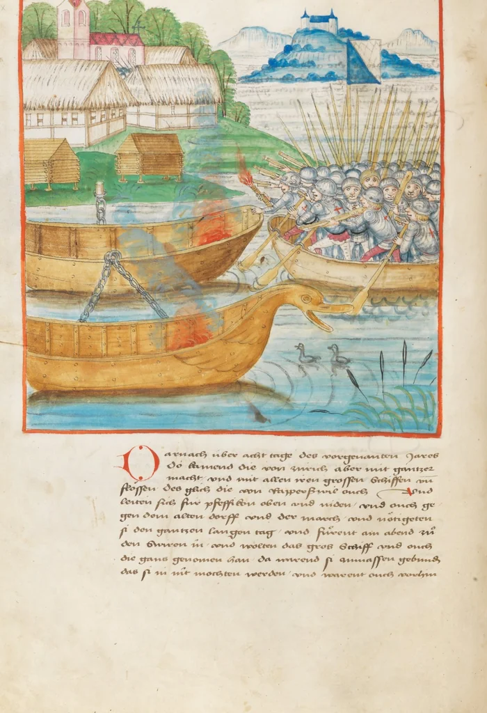 An illustration from Diebold Schilling, Amtliche Berner Chronik, vol 2, 1478, leaf 308