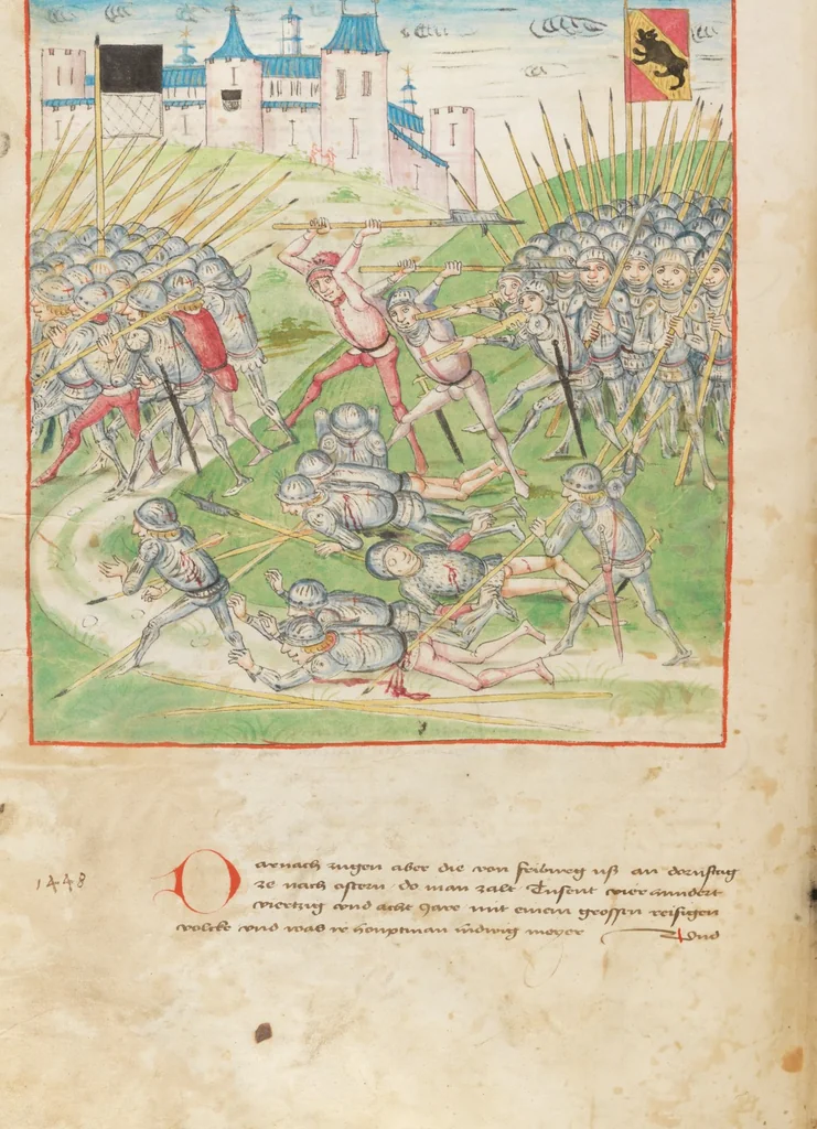 An illustration from Diebold Schilling, Amtliche Berner Chronik, vol 2, 1478, leaf 350