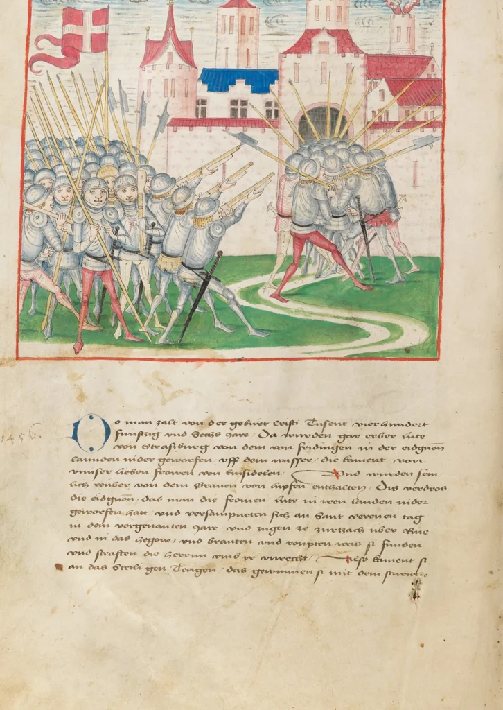 An illustration from Diebold Schilling, Amtliche Berner Chronik, vol 2, 1478, leaf 362