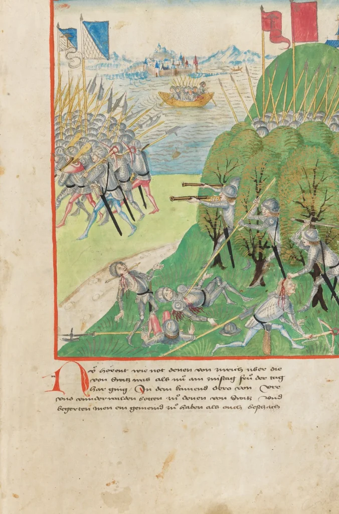 An illustration from Diebold Schilling, Amtliche Berner Chronik, vol 2, 1478, leaf 45