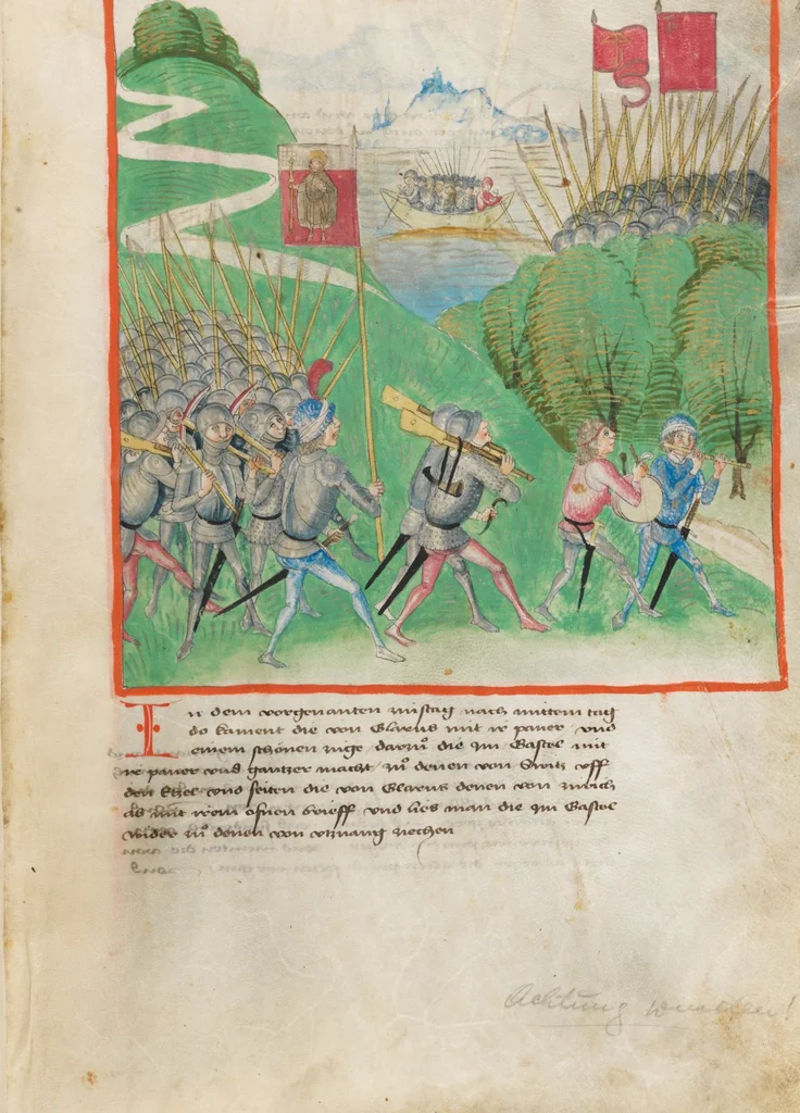 An illustration from Diebold Schilling, Amtliche Berner Chronik, vol 2, 1478, leaf 49