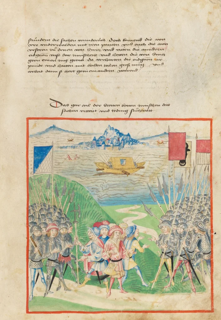An illustration from Diebold Schilling, Amtliche Berner Chronik, vol 2, 1478, leaf 51