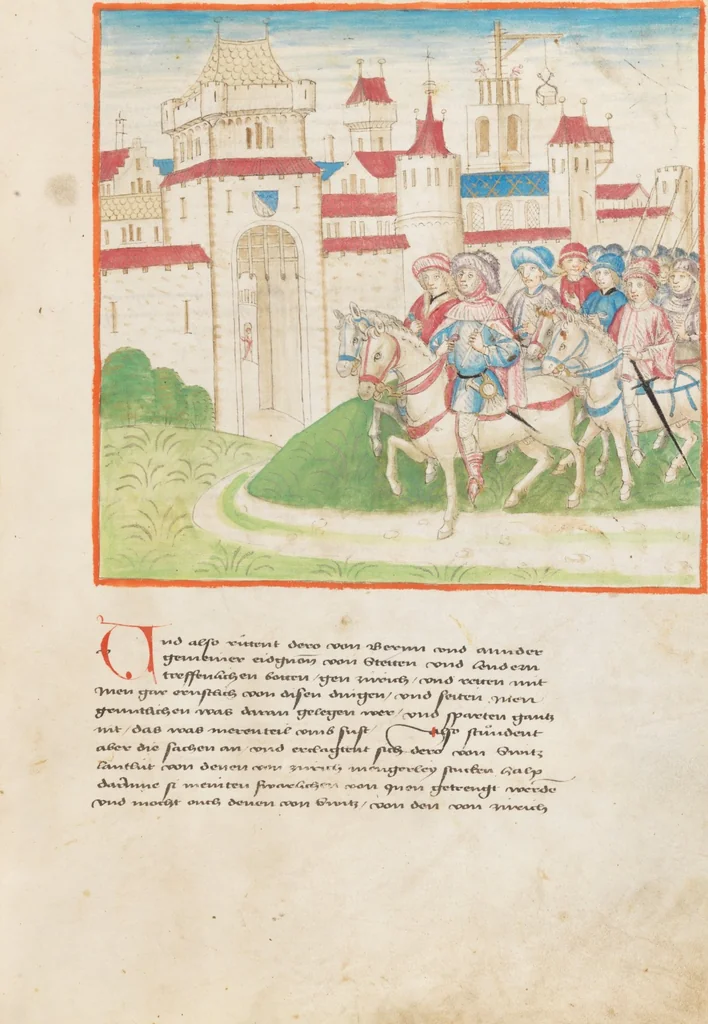 An illustration from Diebold Schilling, Amtliche Berner Chronik, vol 2, 1478, leaf 61