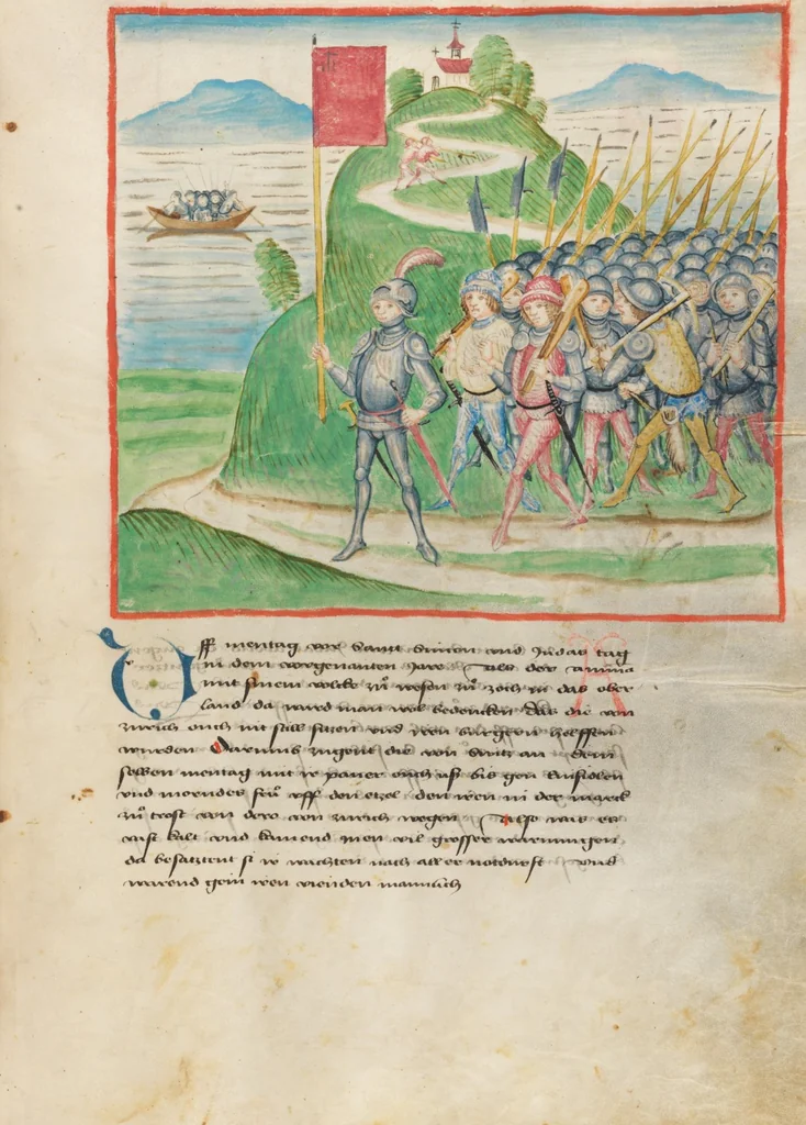 An illustration from Diebold Schilling, Amtliche Berner Chronik, vol 2, 1478, leaf 73