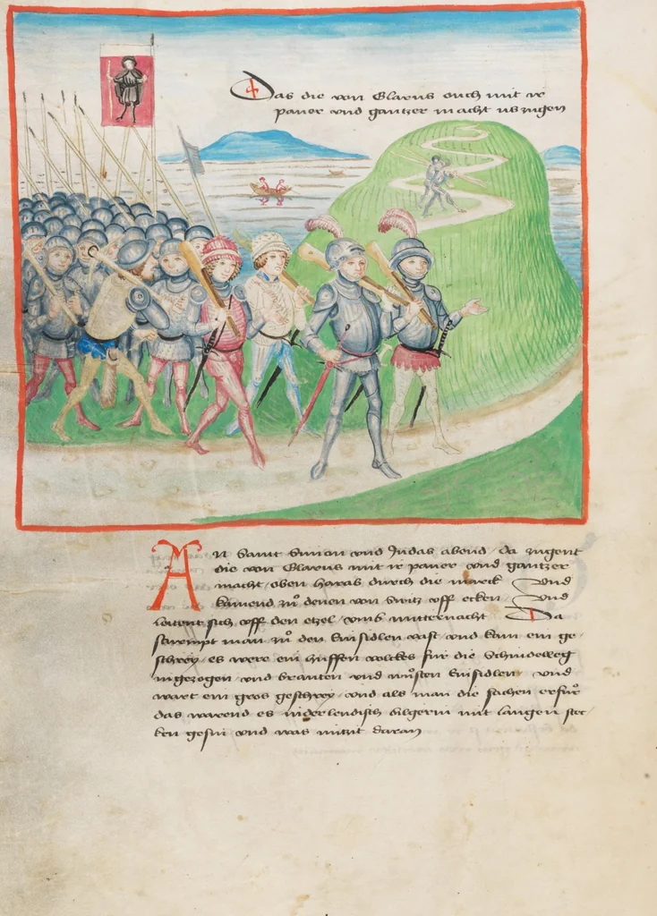 An illustration from Diebold Schilling, Amtliche Berner Chronik, vol 2, 1478, leaf 74