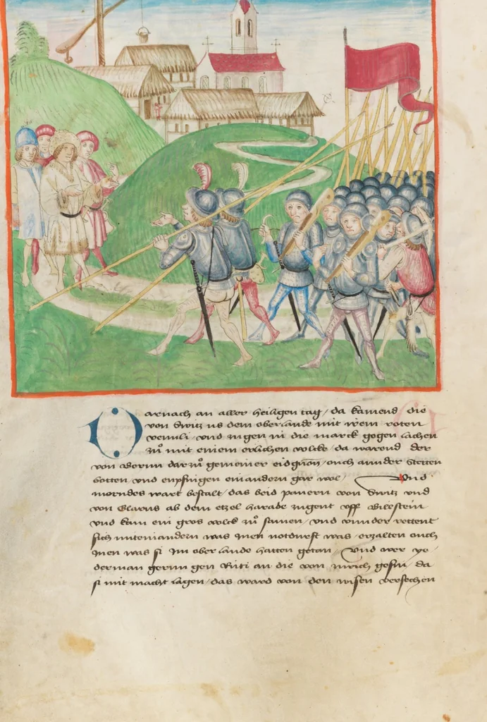 An illustration from Diebold Schilling, Amtliche Berner Chronik, vol 2, 1478, leaf 78