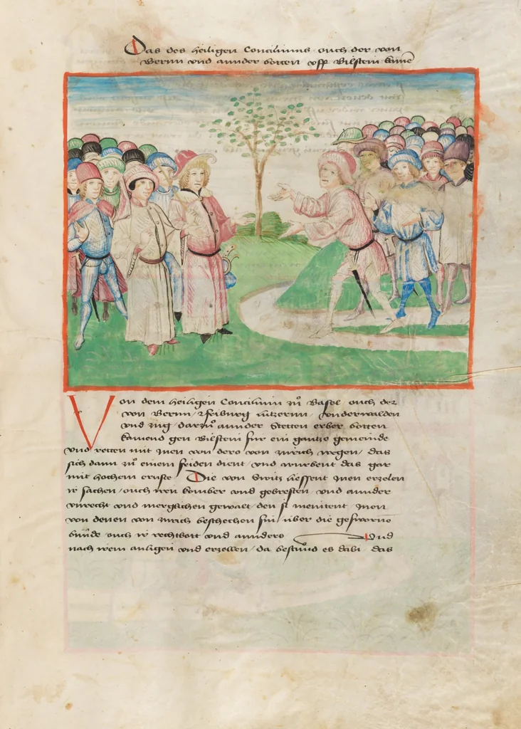 An illustration from Diebold Schilling, Amtliche Berner Chronik, vol 2, 1478, leaf 79