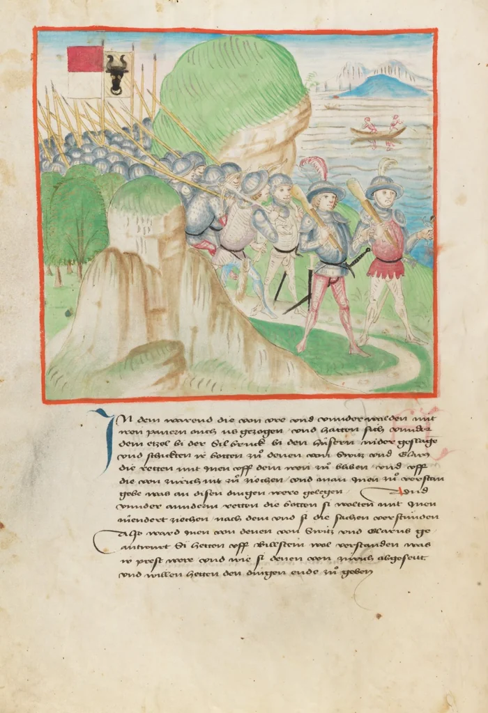 An illustration from Diebold Schilling, Amtliche Berner Chronik, vol 2, 1478, leaf 84