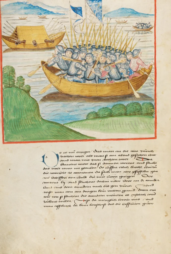 An illustration from Diebold Schilling, Amtliche Berner Chronik, vol 2, 1478, leaf 88