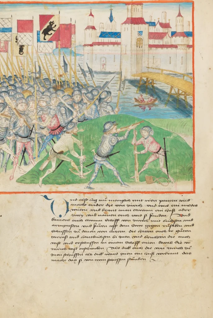 An illustration from Diebold Schilling, Amtliche Berner Chronik, vol 2, 1478, leaf 94