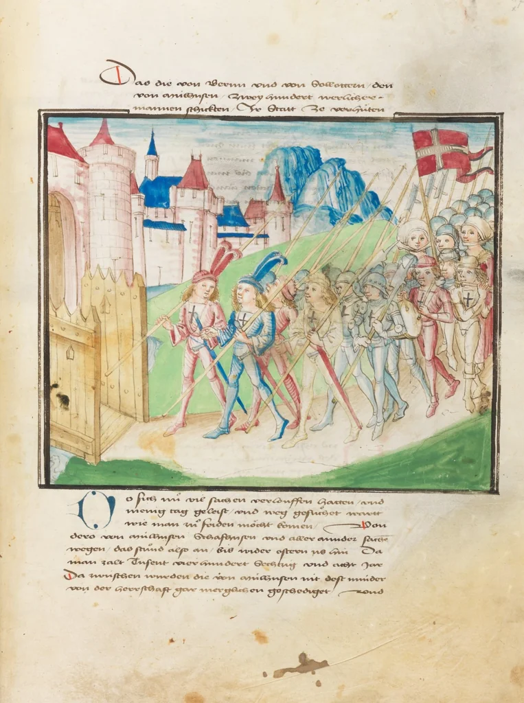An illustration from Diebold Schilling, Amtliche Berner Chronik, vol. 3, 1478, leaf 21