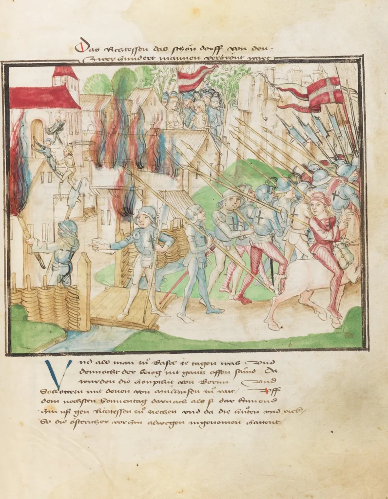 An illustration from Diebold Schilling, Amtliche Berner Chronik, vol. 3, 1478, leaf 23