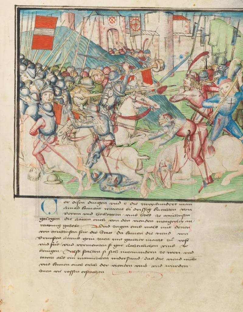 An illustration from Diebold Schilling, Amtliche Berner Chronik, vol. 3, 1478, leaf 27