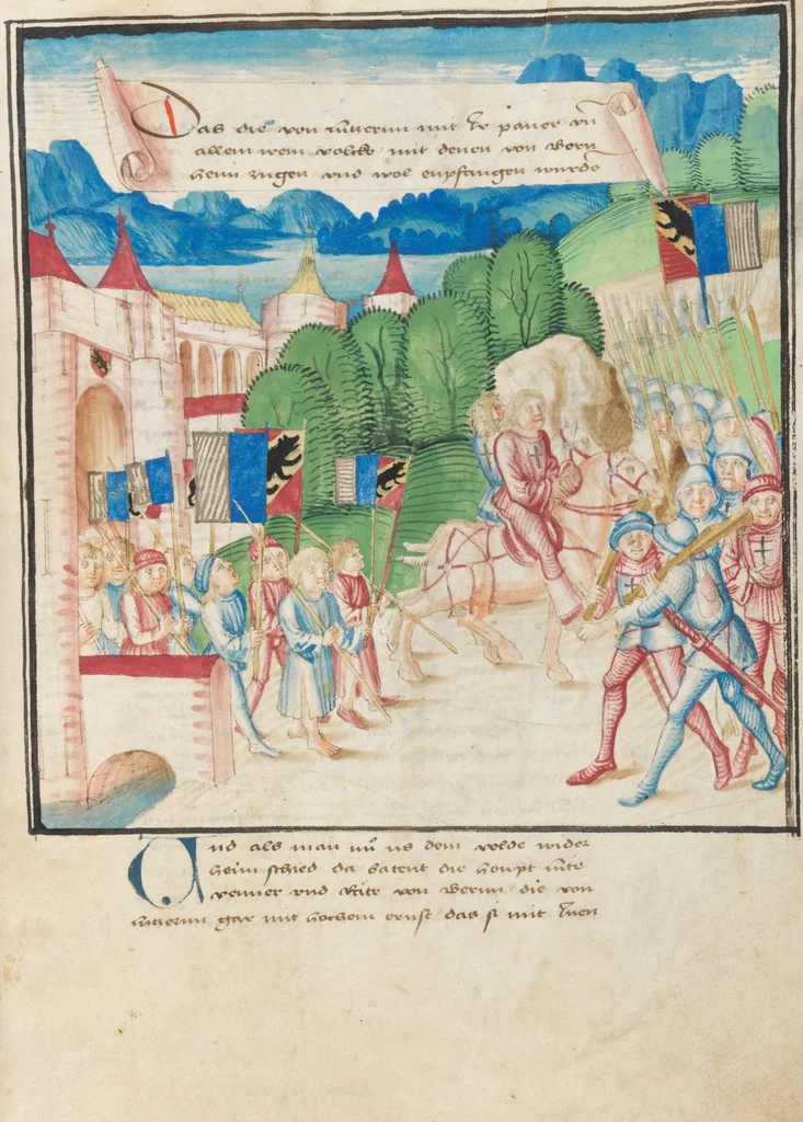 An illustration from Diebold Schilling, Amtliche Berner Chronik, vol. 3, 1478, leaf 373