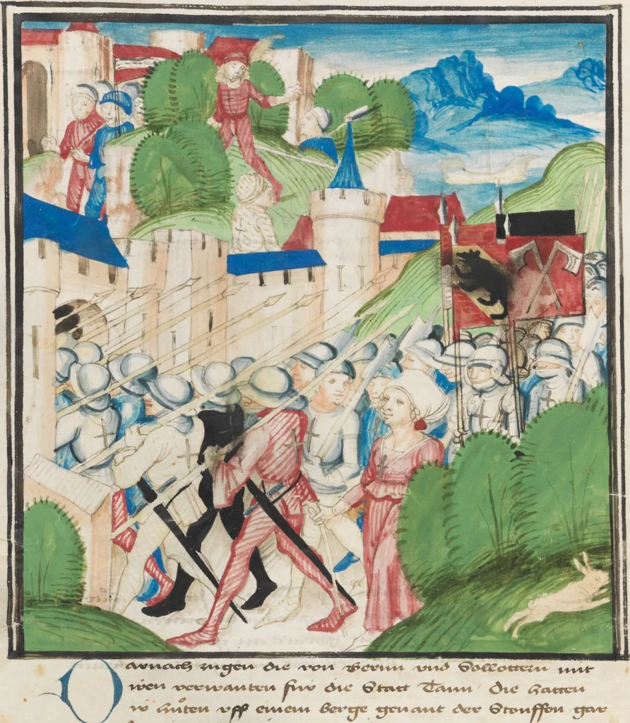 An illustration from Diebold Schilling, Amtliche Berner Chronik, vol. 3, 1478, leaf 46