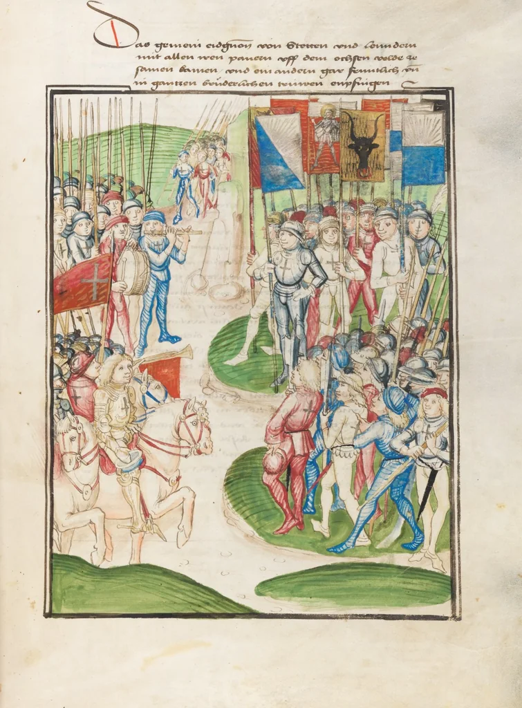An illustration from Diebold Schilling, Amtliche Berner Chronik, vol. 3, 1478, leaf 49