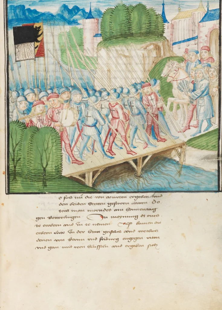 An illustration from Diebold Schilling, Amtliche Berner Chronik, vol. 3, 1478, leaf 497