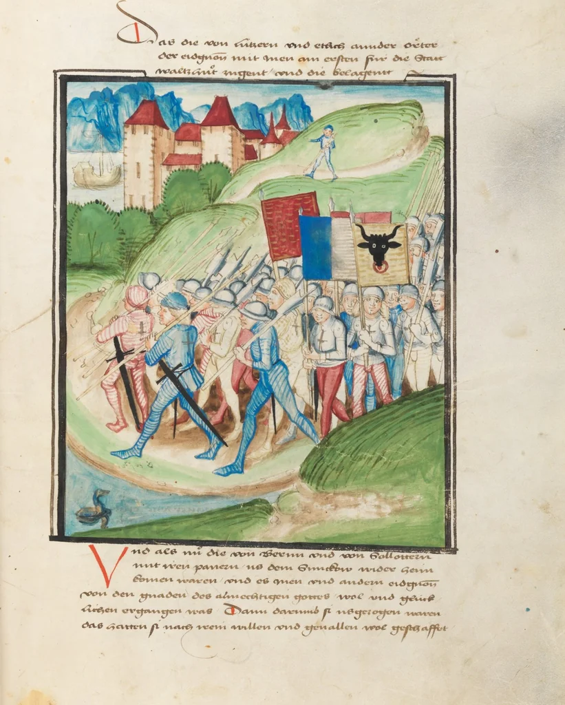 An illustration from Diebold Schilling, Amtliche Berner Chronik, vol. 3, 1478, leaf 55