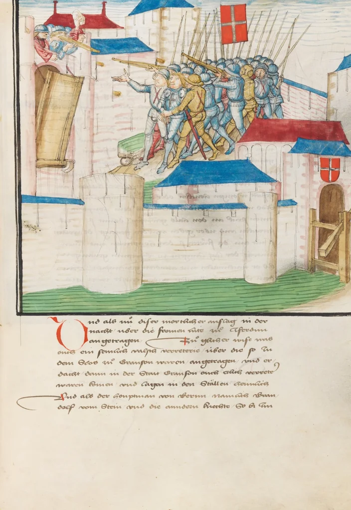An illustration from Diebold Schilling, Amtliche Berner Chronik, vol. 3, 1478, leaf 595