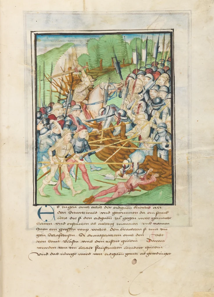 An illustration from Diebold Schilling, Amtliche Berner Chronik, vol. 3, 1478, leaf 61