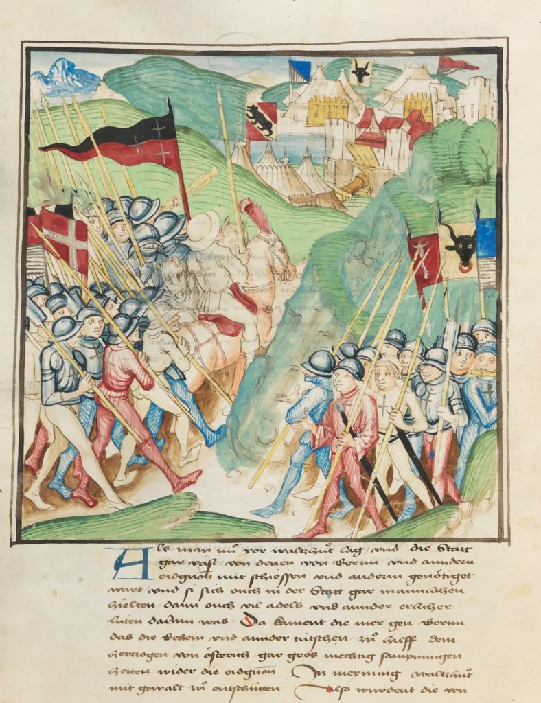 An illustration from Diebold Schilling, Amtliche Berner Chronik, vol. 3, 1478, leaf 64