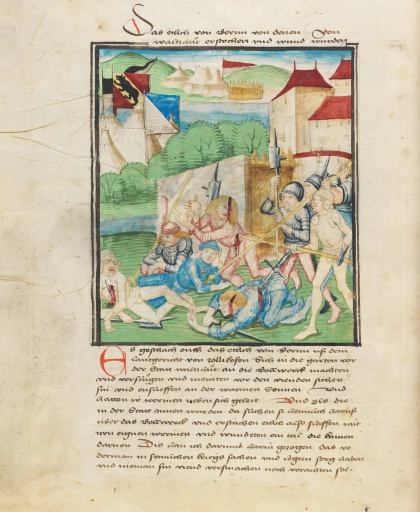 An illustration from Diebold Schilling, Amtliche Berner Chronik, vol. 3, 1478, leaf 68