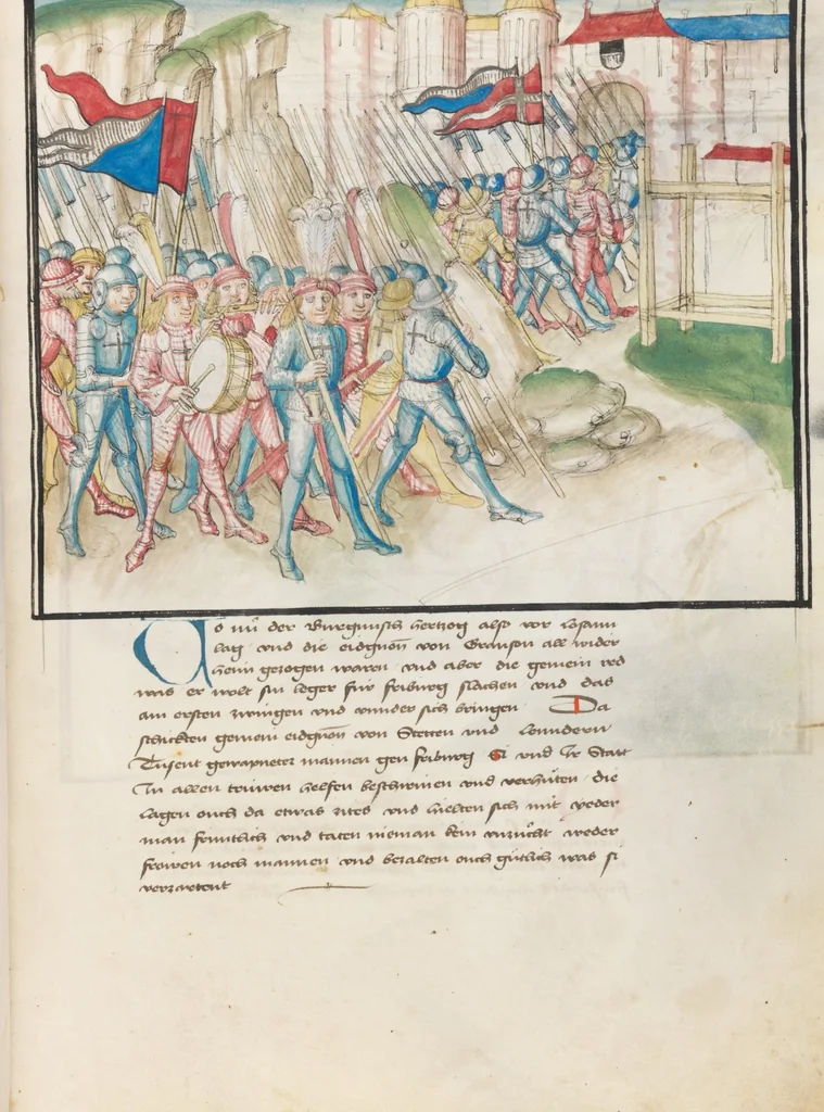 An illustration from Diebold Schilling, Amtliche Berner Chronik, vol. 3, 1478, leaf 695