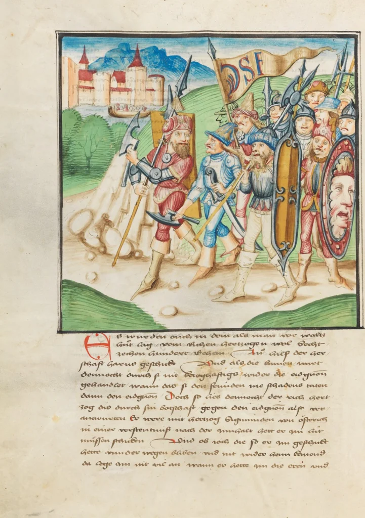 An illustration from Diebold Schilling, Amtliche Berner Chronik, vol. 3, 1478, leaf 74