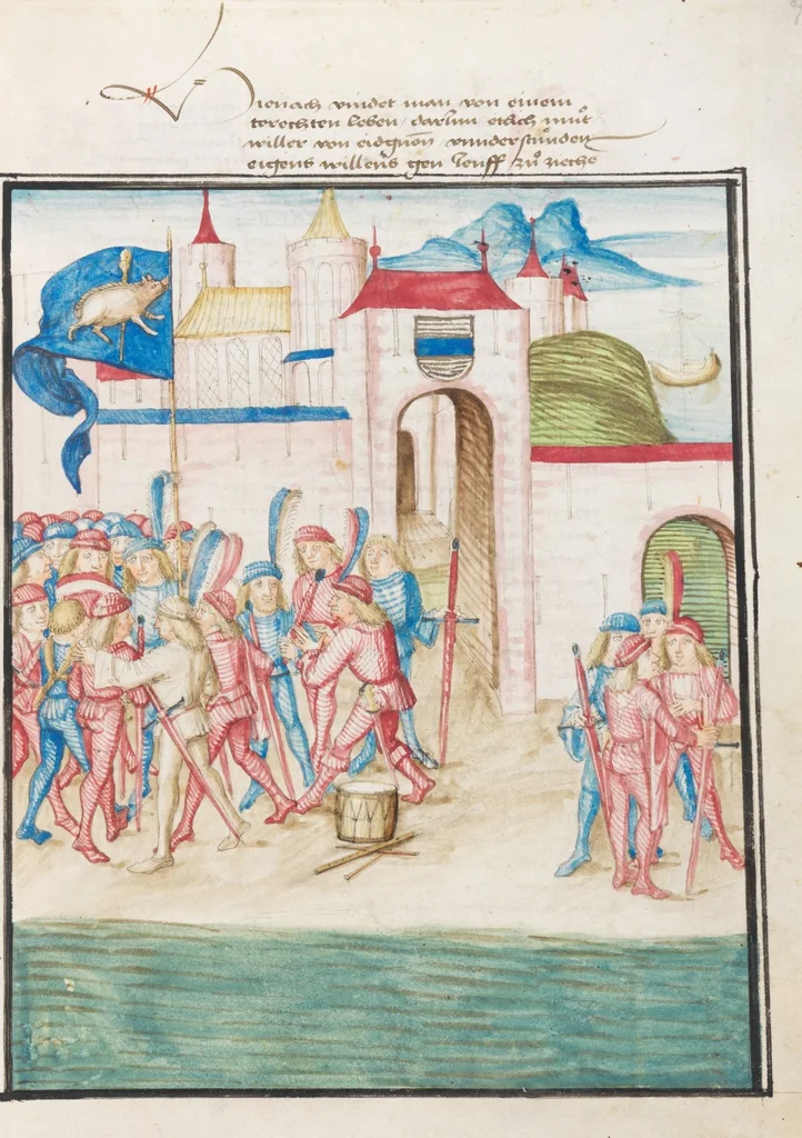 An illustration from Diebold Schilling, Amtliche Berner Chronik, vol. 3, 1478, leaf 877
