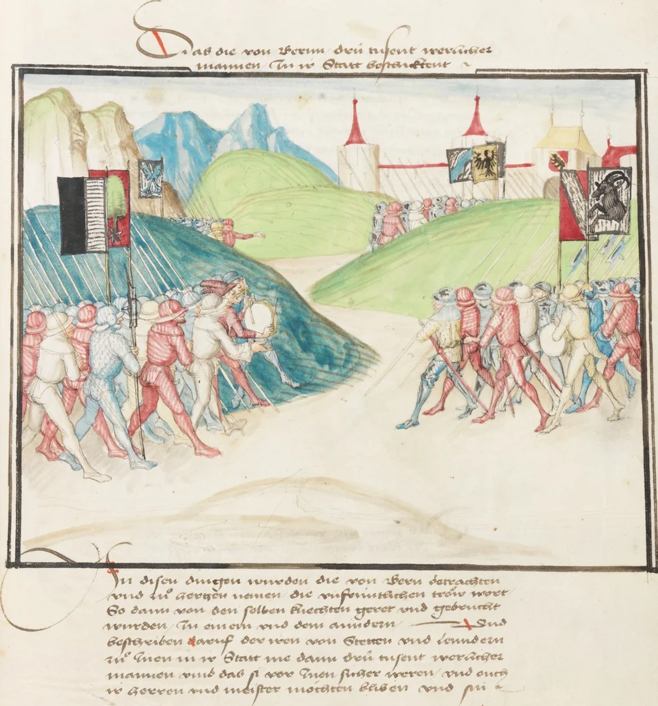 An illustration from Diebold Schilling, Amtliche Berner Chronik, vol. 3, 1478, leaf 883