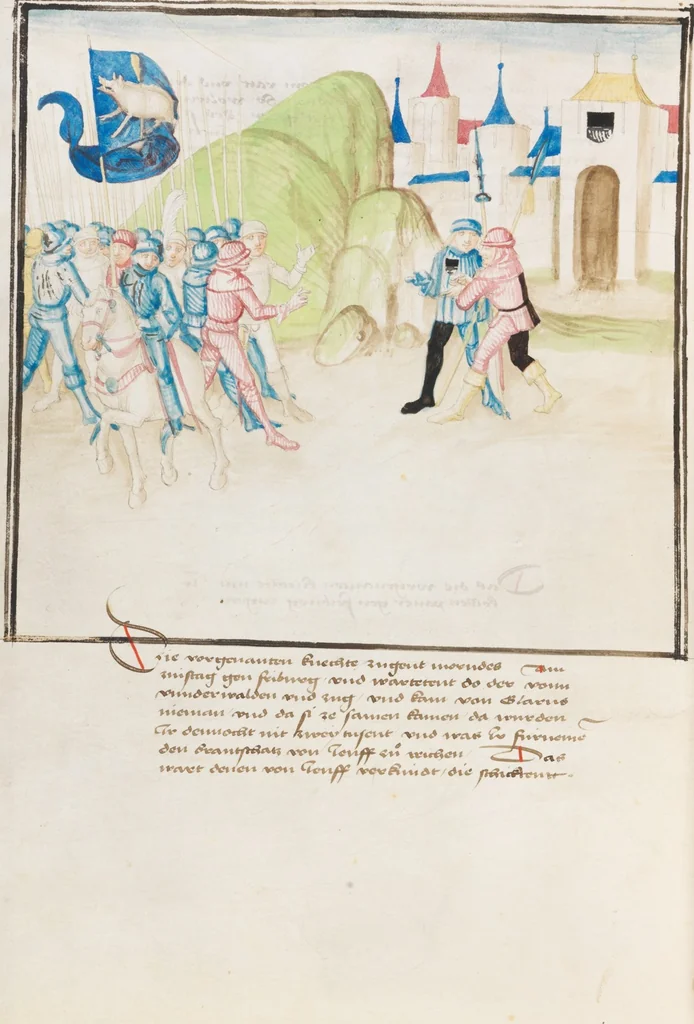 An illustration from Diebold Schilling, Amtliche Berner Chronik, vol. 3, 1478, leaf 888