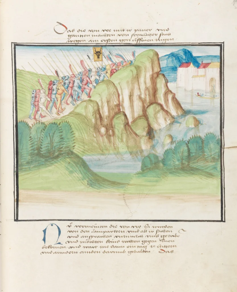 An illustration from Diebold Schilling, Amtliche Berner Chronik, vol. 3, 1478, leaf 913