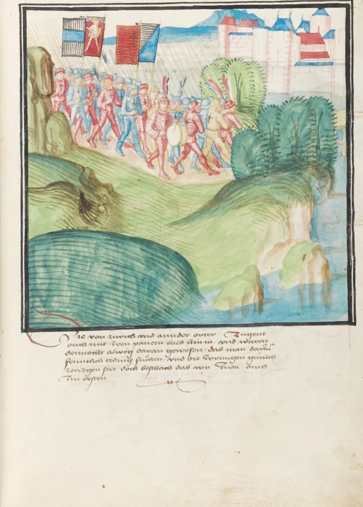 An illustration from Diebold Schilling, Amtliche Berner Chronik, vol. 3, 1478, leaf 915