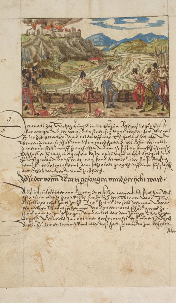 An illustration from Silbereisen: Chronicon Helvetiae, Part I, 1576, leaf 148