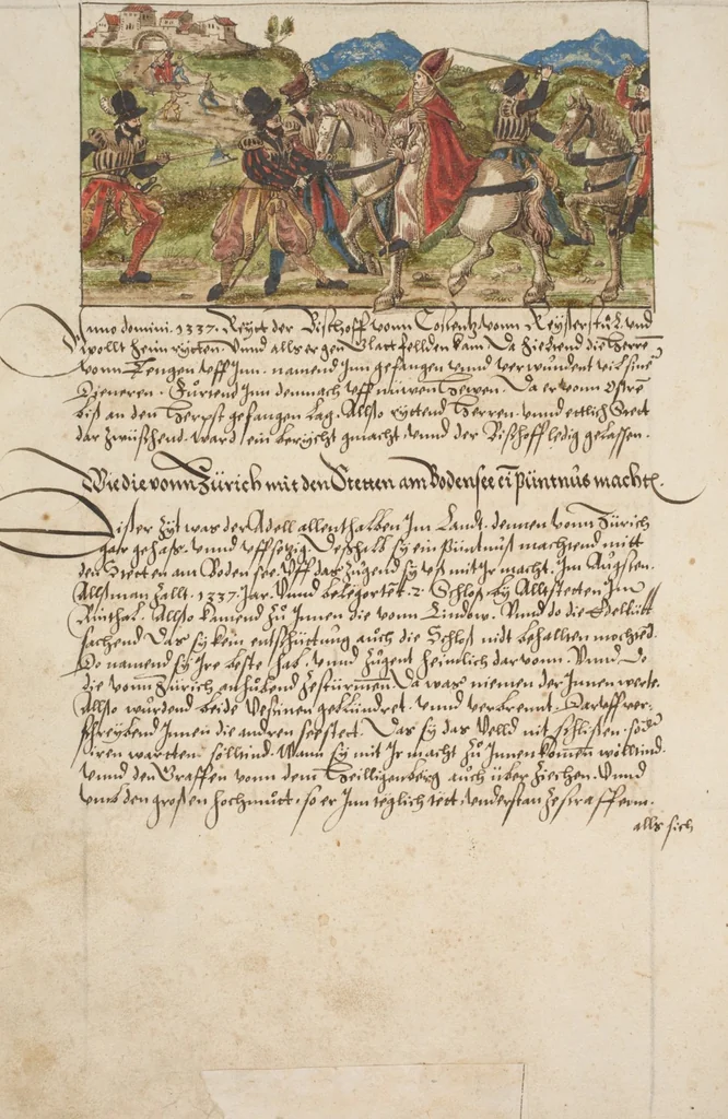 An illustration from Silbereisen: Chronicon Helvetiae, Part I, 1576, leaf 166
