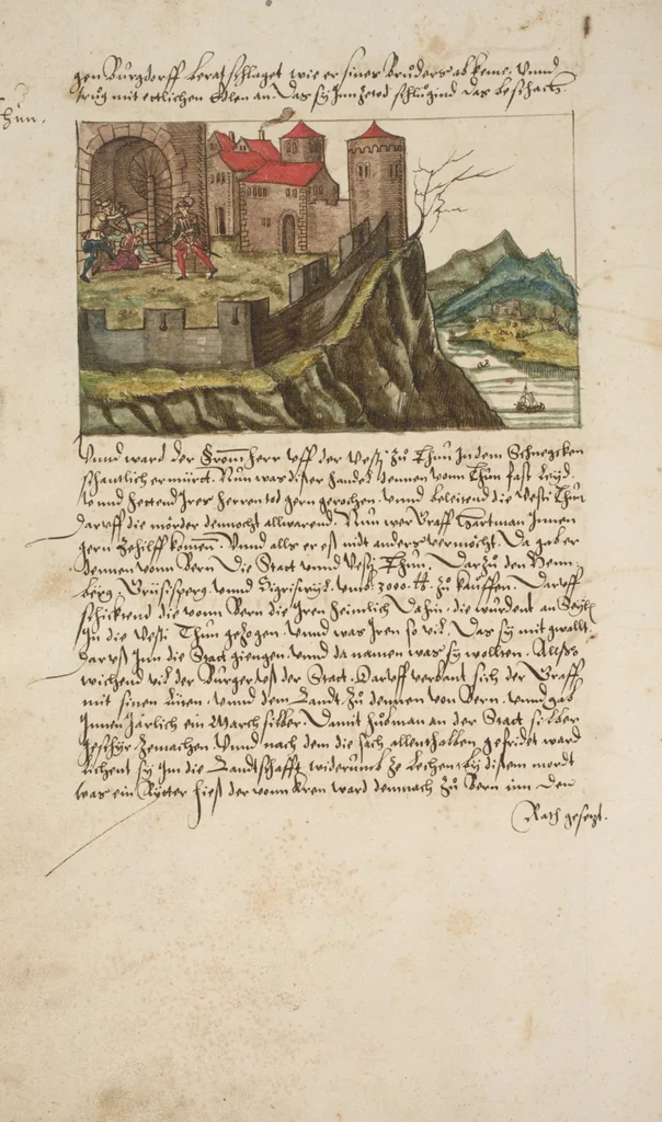 An illustration from Silbereisen: Chronicon Helvetiae, Part I, 1576, leaf 210