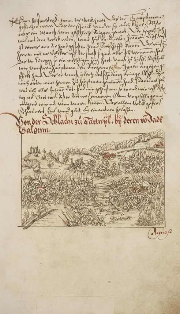 An illustration from Silbereisen: Chronicon Helvetiae, Part I, 1576, leaf 349