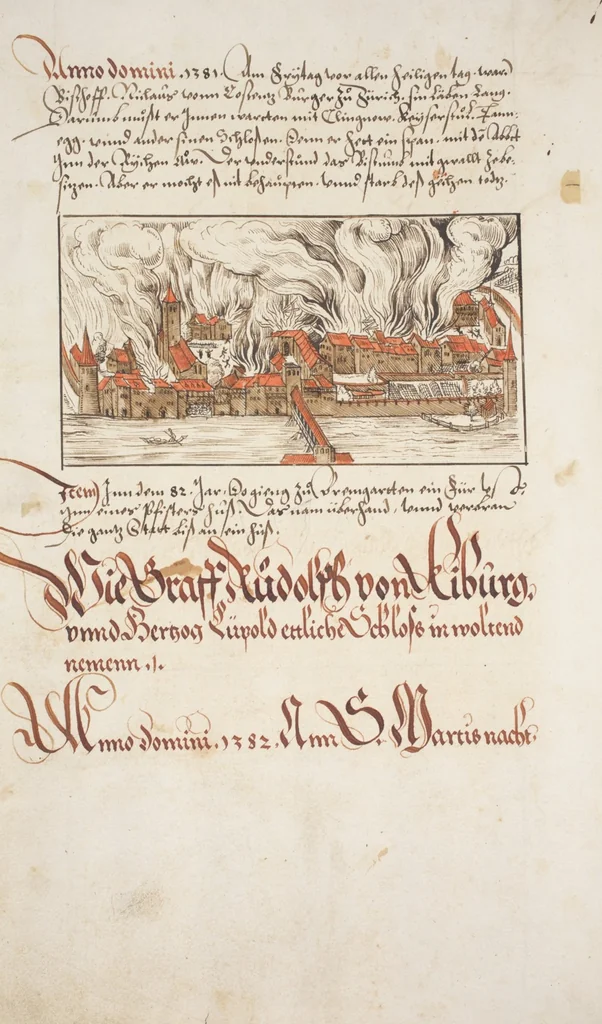 An illustration from Silbereisen: Chronicon Helvetiae, Part I, 1576, leaf 382