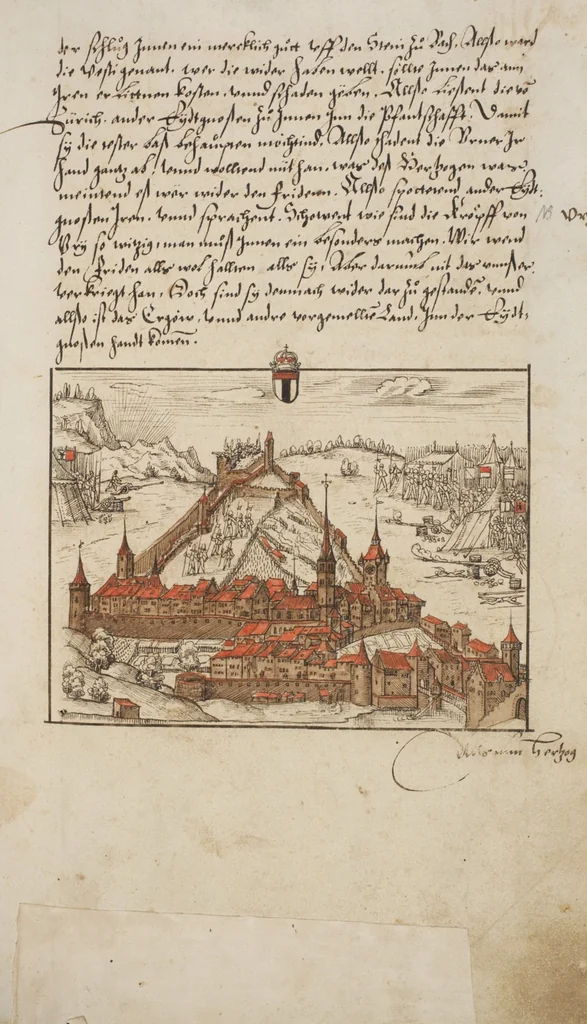An illustration from Silbereisen: Chronicon Helvetiae, Part I, 1576, leaf 717