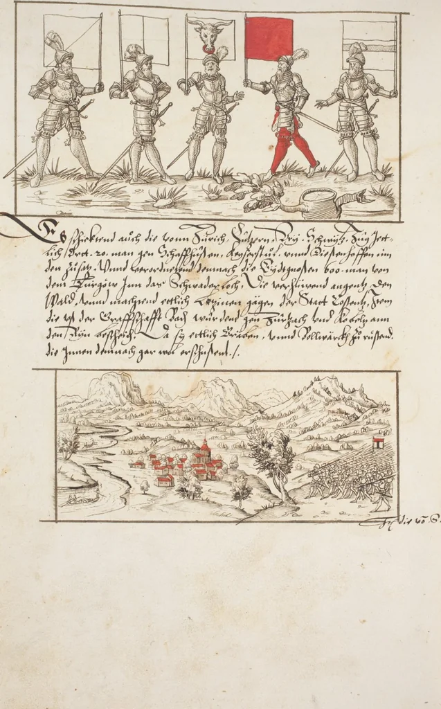 An illustration from Silbereisen: Chronicon Helvetiae, Part I, 1576, leaf 818