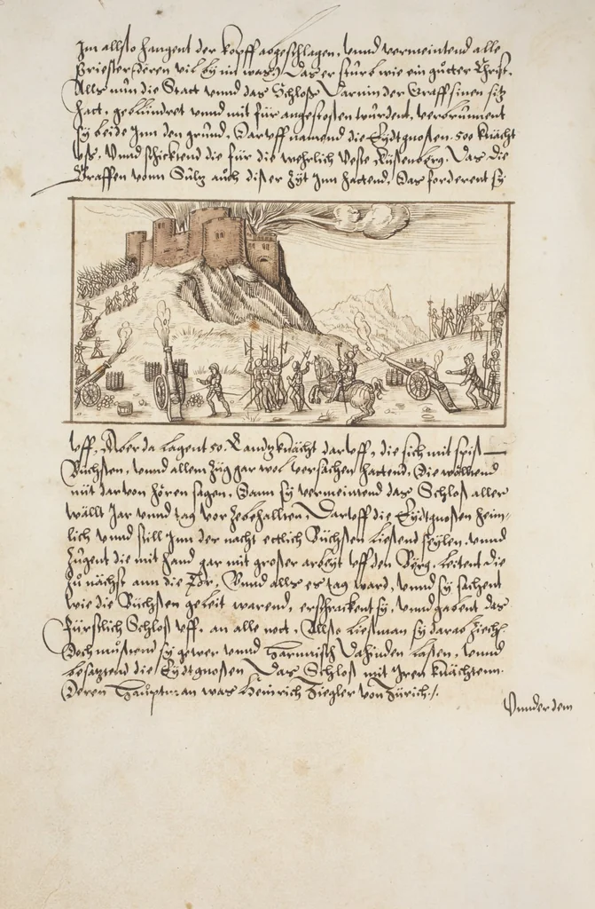 An illustration from Silbereisen: Chronicon Helvetiae, Part I, 1576, leaf 888