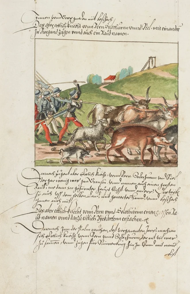 An illustration from Silbereisen: Chronicon Helvetiae, Part II, 1572, leaf 172