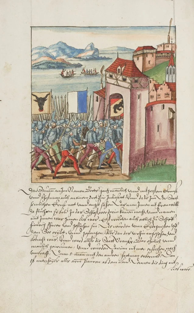 An illustration from Silbereisen: Chronicon Helvetiae, Part II, 1572, leaf 184