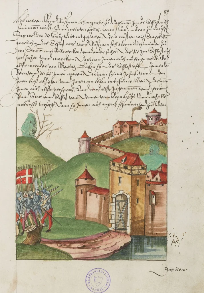 An illustration from Silbereisen: Chronicon Helvetiae, Part II, 1572, leaf 185
