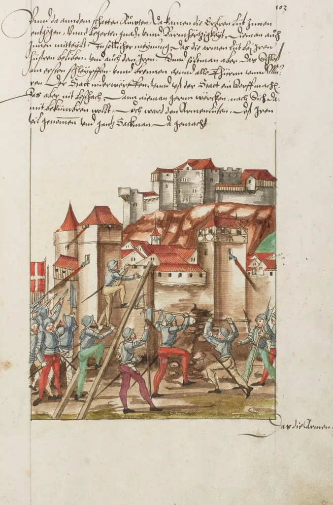 An illustration from Silbereisen: Chronicon Helvetiae, Part II, 1572, leaf 213