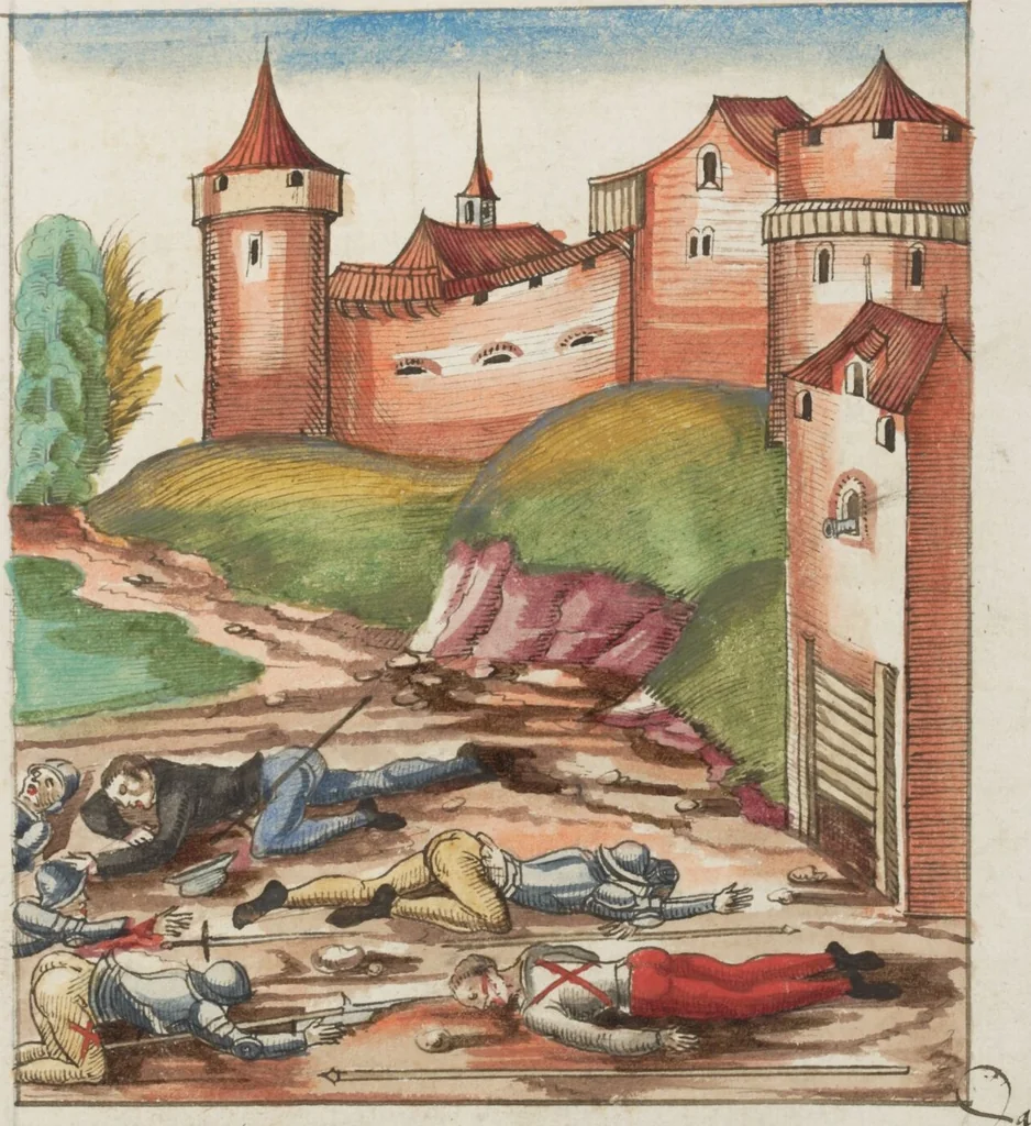 An illustration from Silbereisen: Chronicon Helvetiae, Part II, 1572, leaf 217