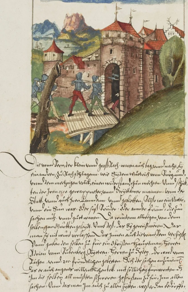 An illustration from Silbereisen: Chronicon Helvetiae, Part II, 1572, leaf 384