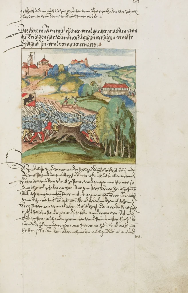 An illustration from Silbereisen: Chronicon Helvetiae, Part II, 1572, leaf 413