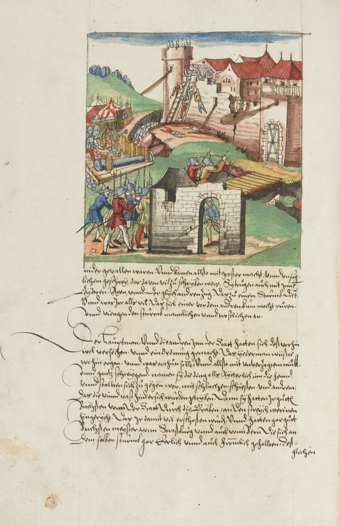 An illustration from Silbereisen: Chronicon Helvetiae, Part II, 1572, leaf 418