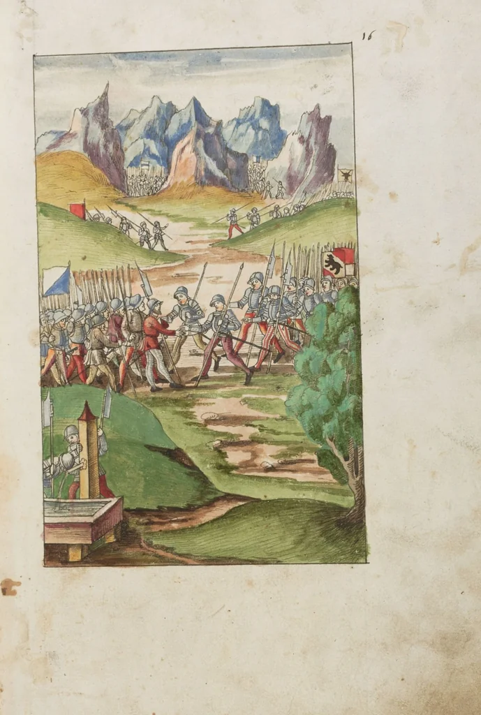 An illustration from Silbereisen: Chronicon Helvetiae, Part II, 1572, leaf 45